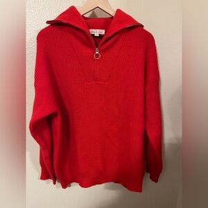 Vine & Love Vibrant Red Zip-Up Sweater